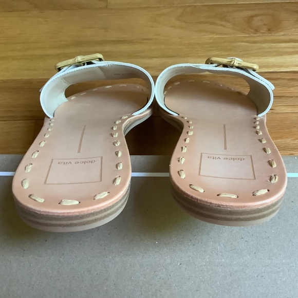 Dolce Vita Dasa Embossed Leather Buckle Slide Sandals Eggshell SZ 9.5 - Picture 12 of 16